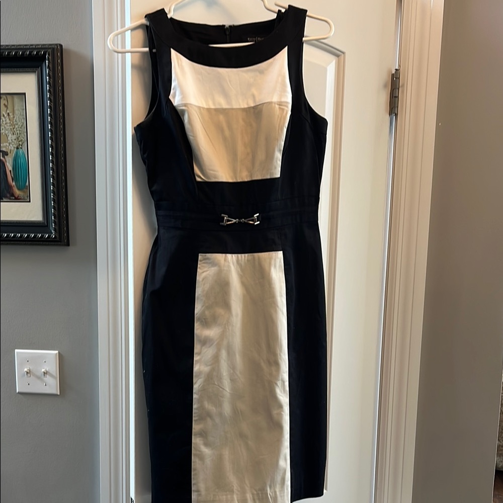 White House Black Market Gold Sheath Midi Dress